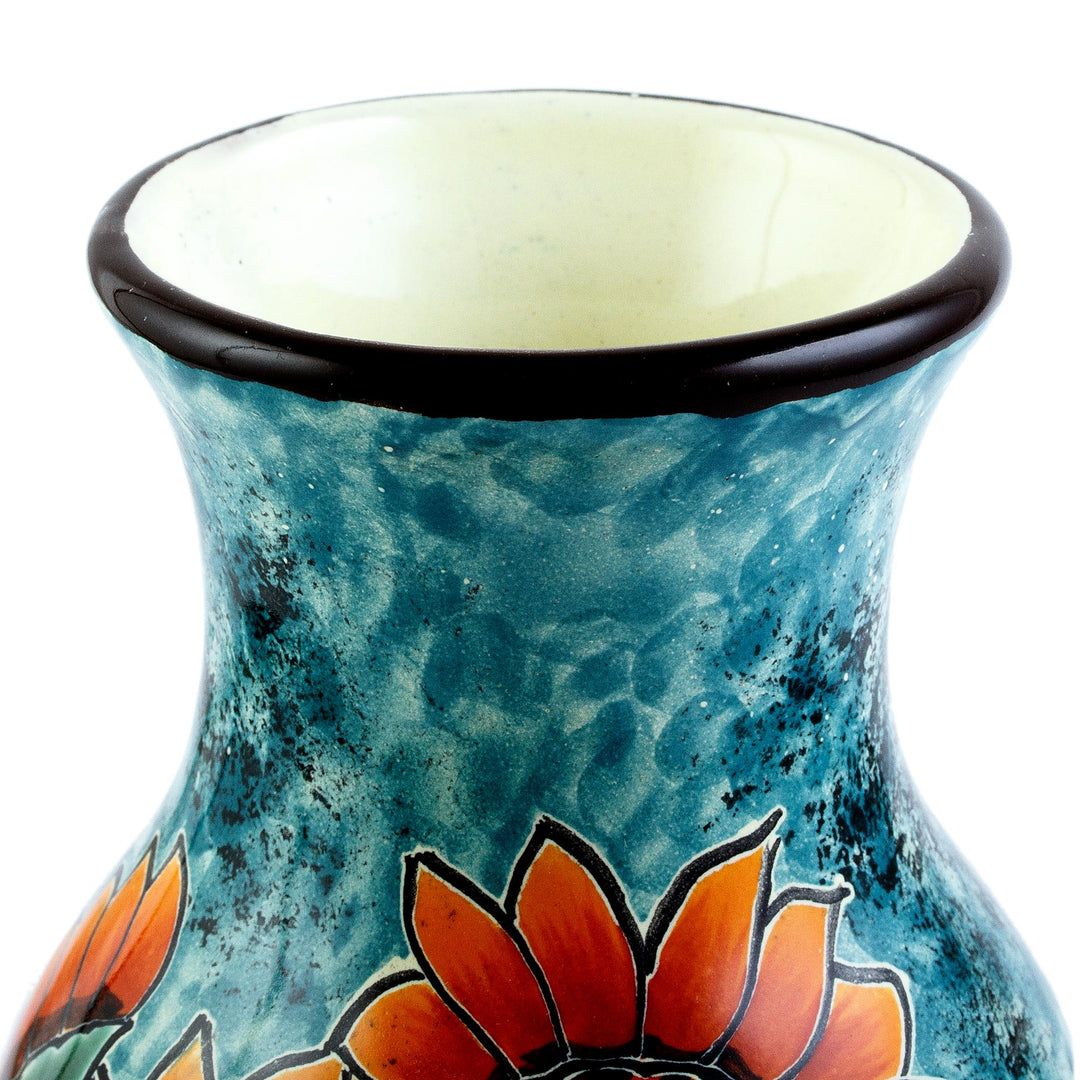 Unique Hand Painted Sunflower Themed Vase - Sunflower Brilliance