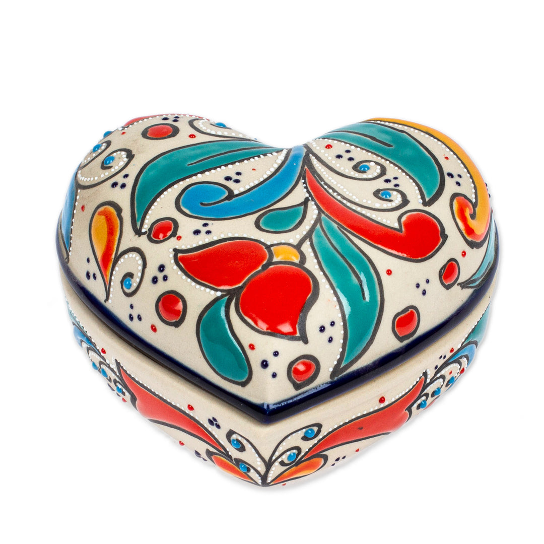 Handmade Heart Shaped Ceramic Jewelry Box - Flourishing Heart