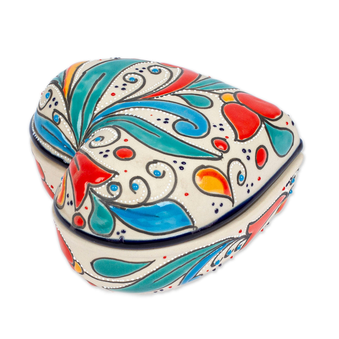 Handmade Heart Shaped Ceramic Jewelry Box - Flourishing Heart