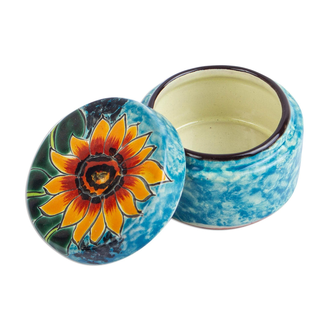 Hand Painted Sunflower Ceramic Jewelry Box - Brilliant Sunflower