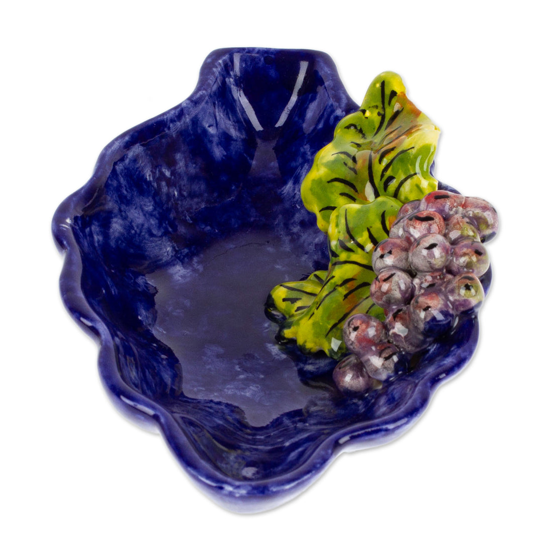 Hand Crafted Ceramic Snack Bowl from Mexico - Vineyard Fruit