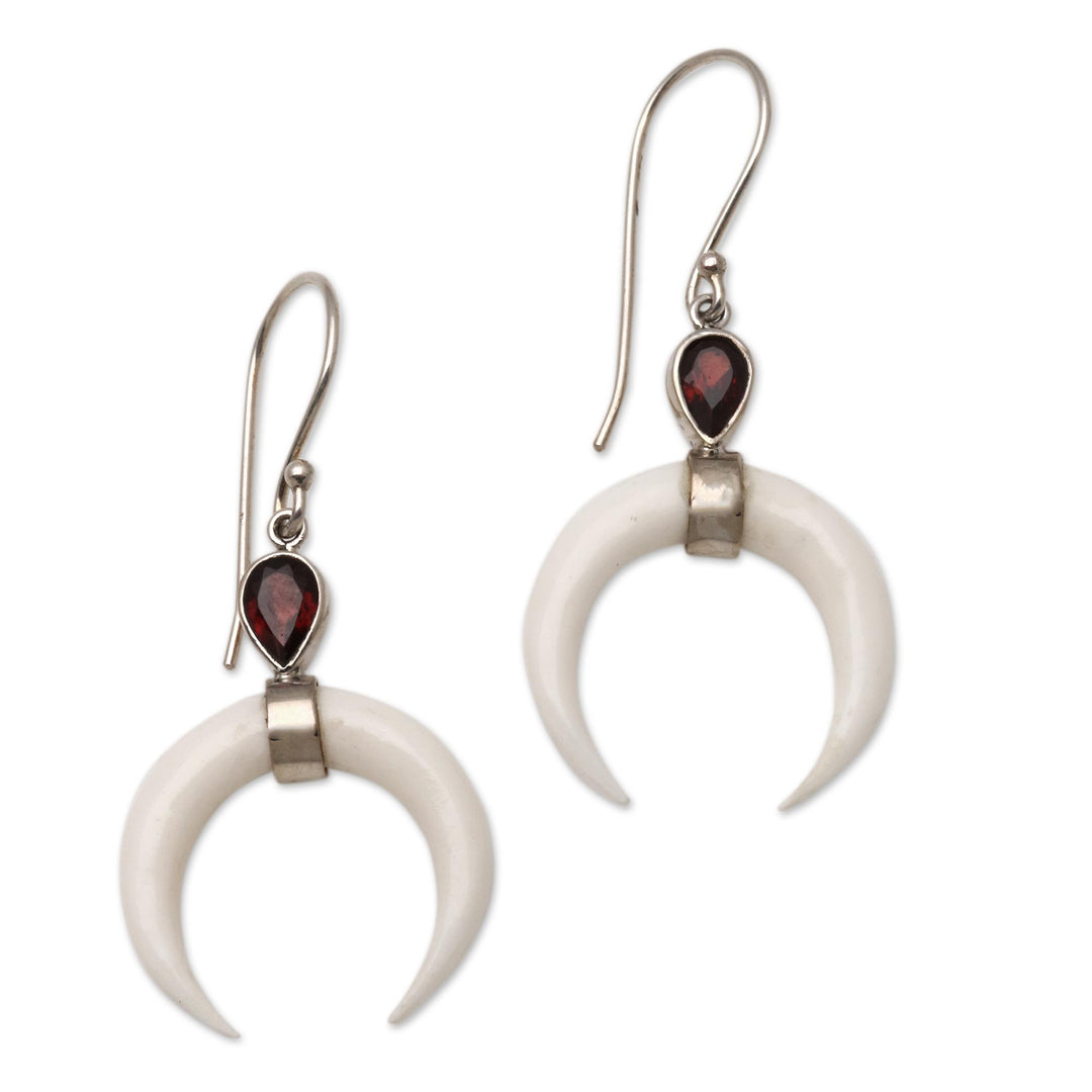Garnet Crescent Dangle Earrings from Bali - Sanur Crescents