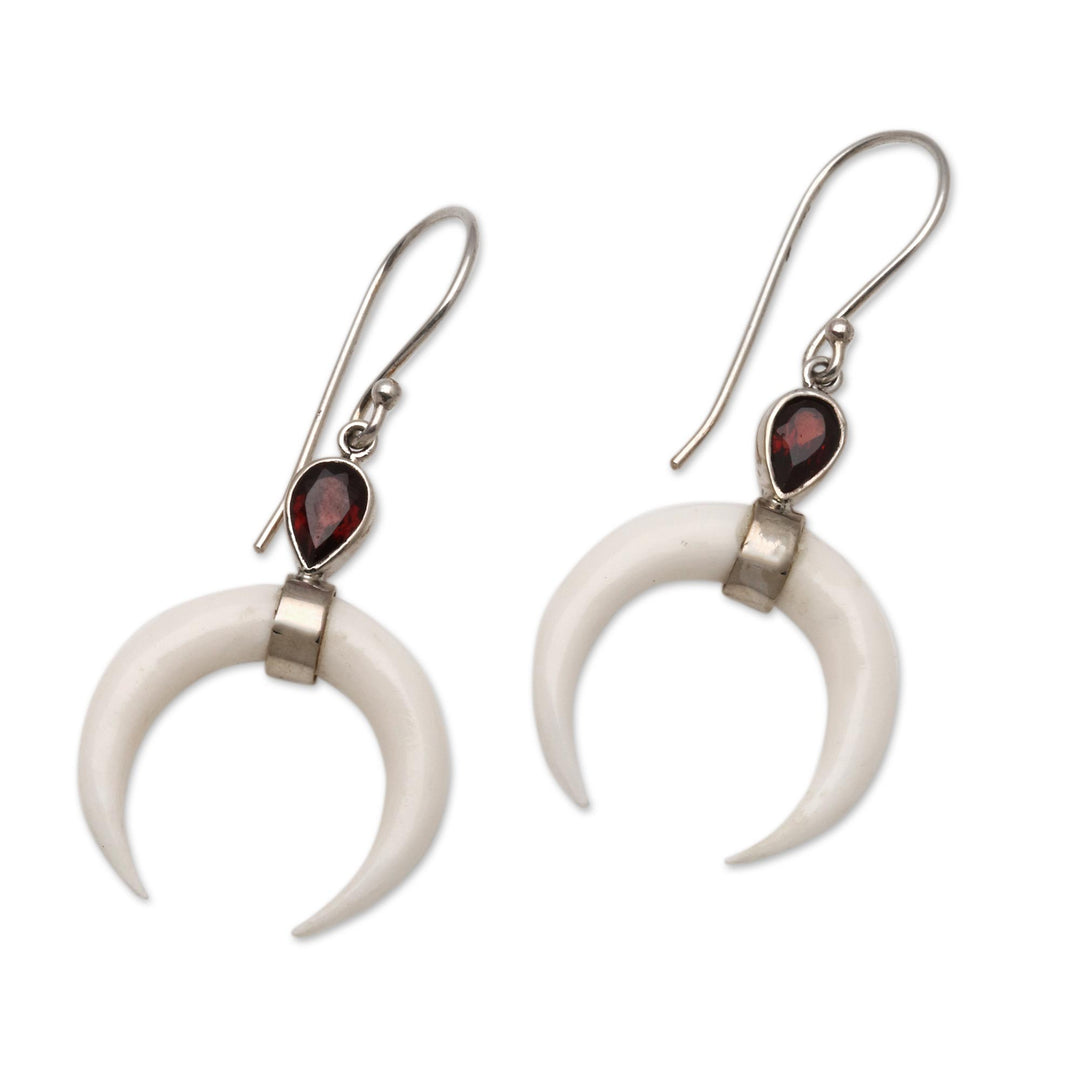 Garnet Crescent Dangle Earrings from Bali - Sanur Crescents