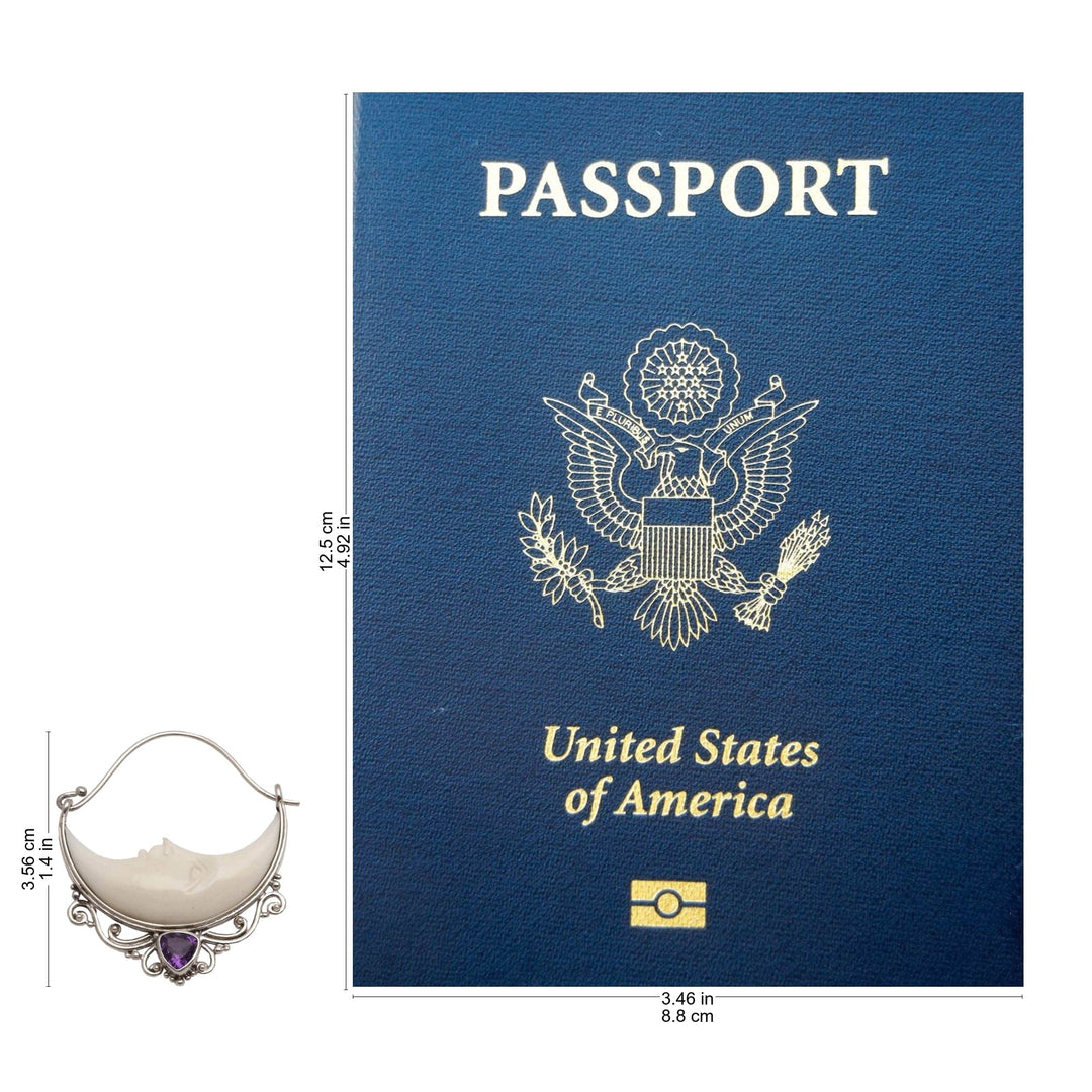 Amethyst Crescent Moon Hoop Earrings from Bali - Sleeping Moons