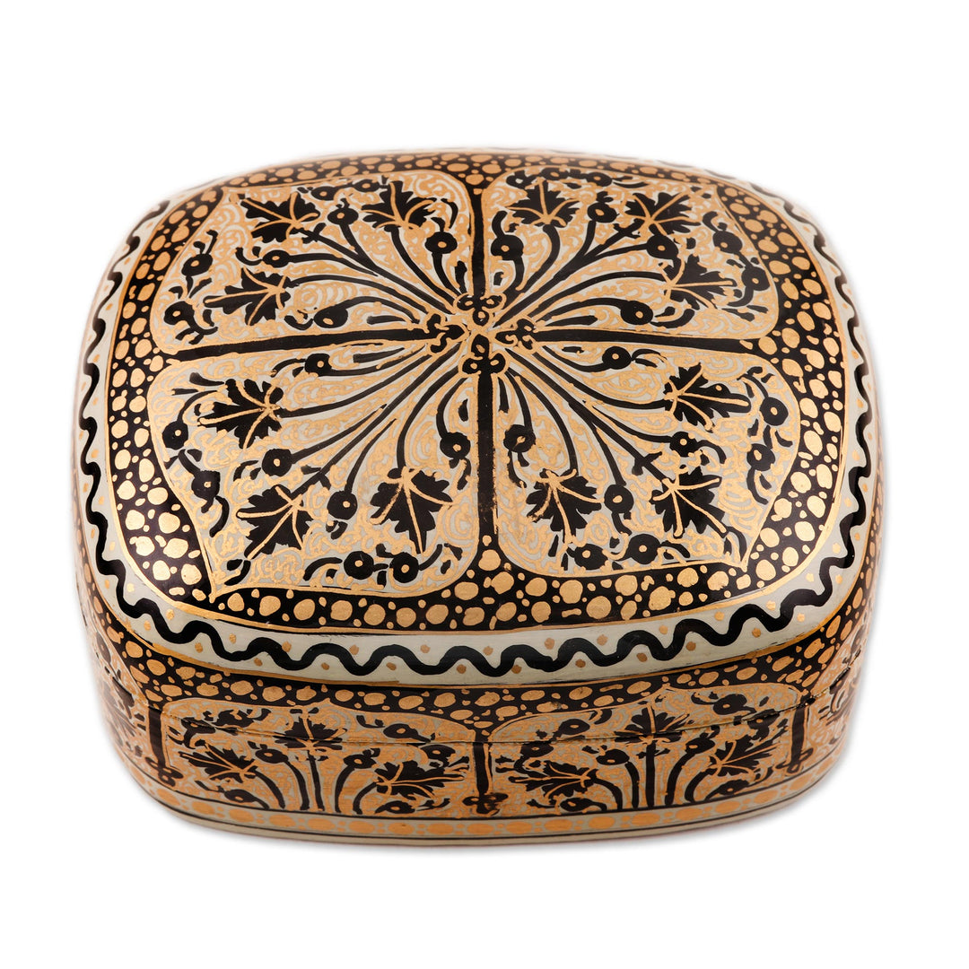 Hand Painted Black and Gold Decorative Box - Srinagar Delight