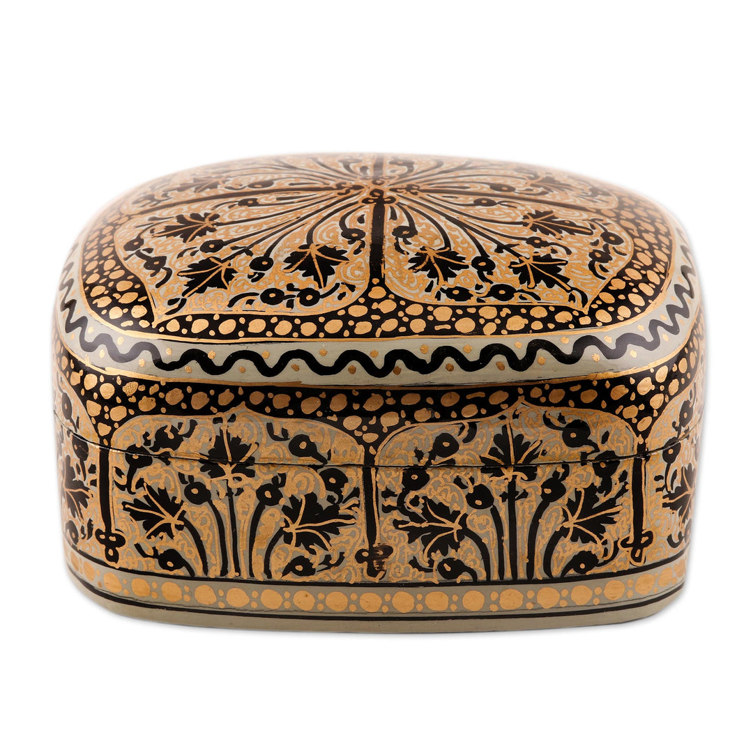 Hand Painted Black and Gold Decorative Box - Srinagar Delight