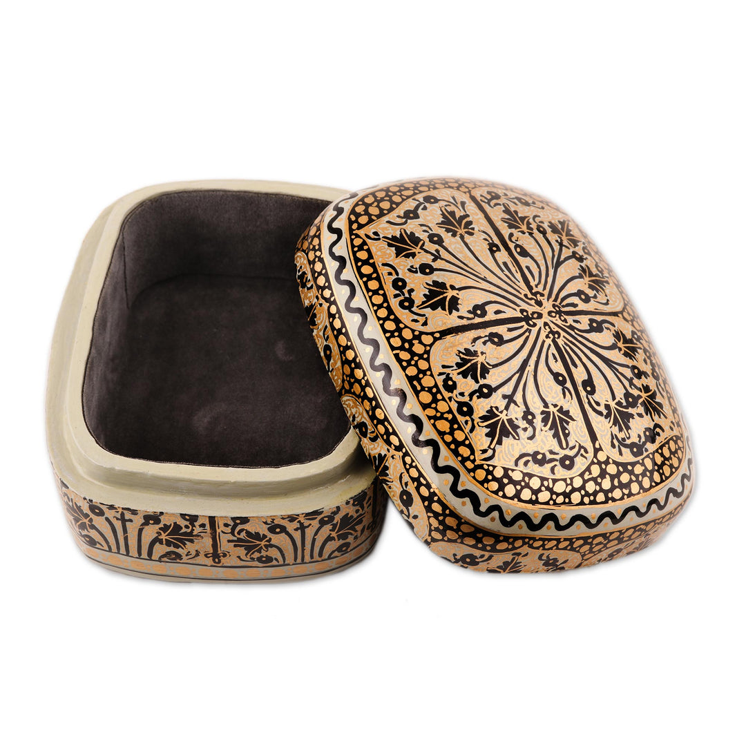 Hand Painted Black and Gold Decorative Box - Srinagar Delight