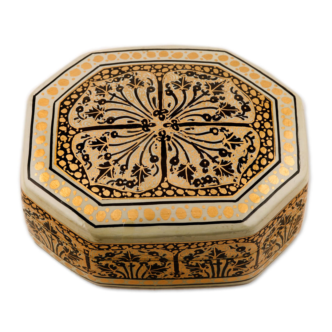 Black and Gold Hand Painted Decorative Wood Box - Srinagar Legacy