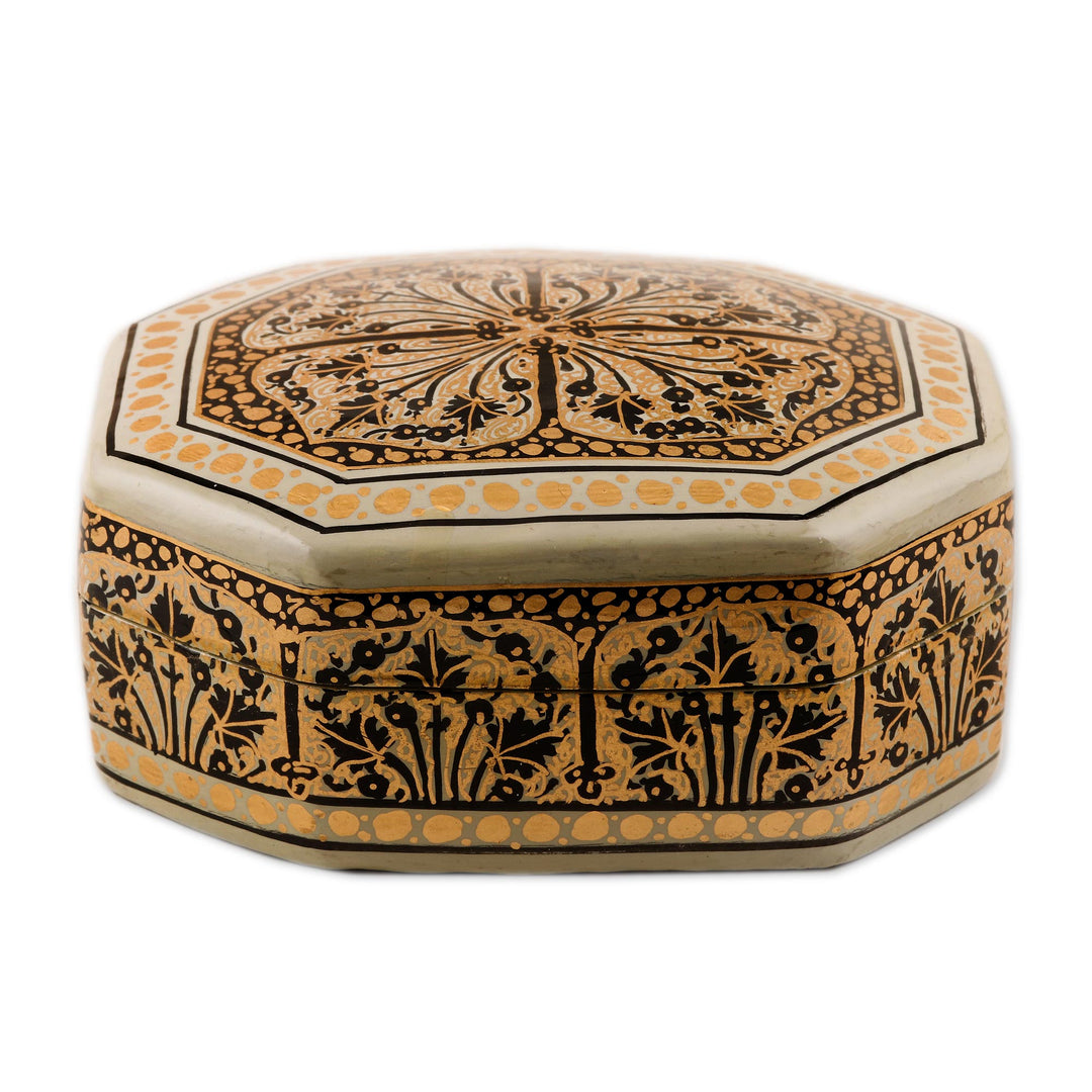 Black and Gold Hand Painted Decorative Wood Box - Srinagar Legacy