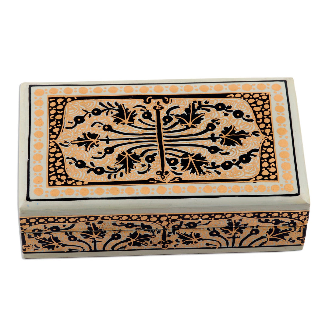 Velvet-Lined Papier Mache Decorative Box - Srinagar Splendor