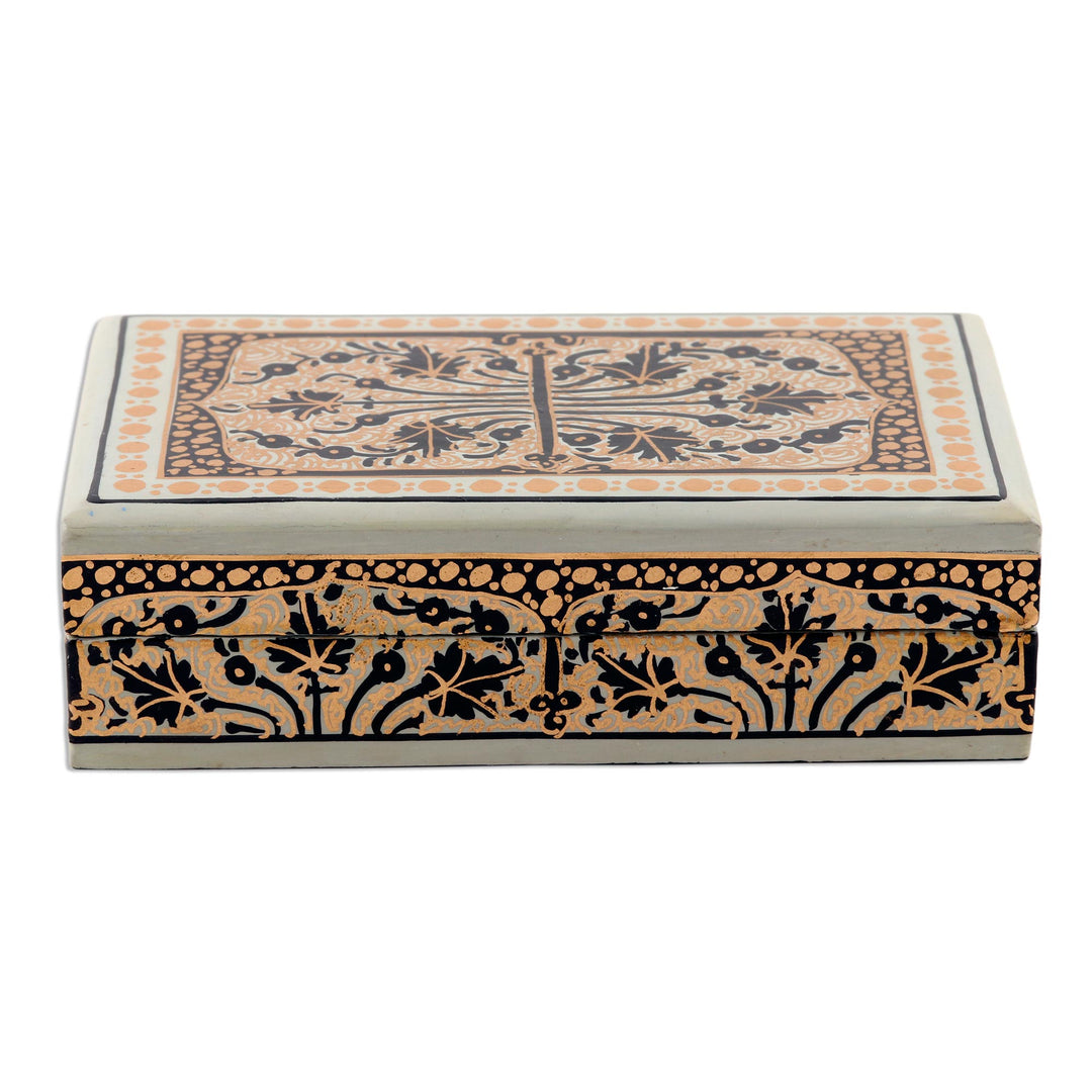 Velvet-Lined Papier Mache Decorative Box - Srinagar Splendor