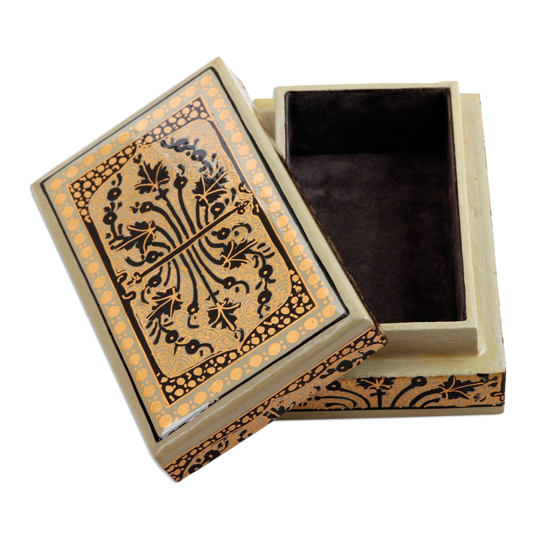 Velvet-Lined Papier Mache Decorative Box - Srinagar Splendor