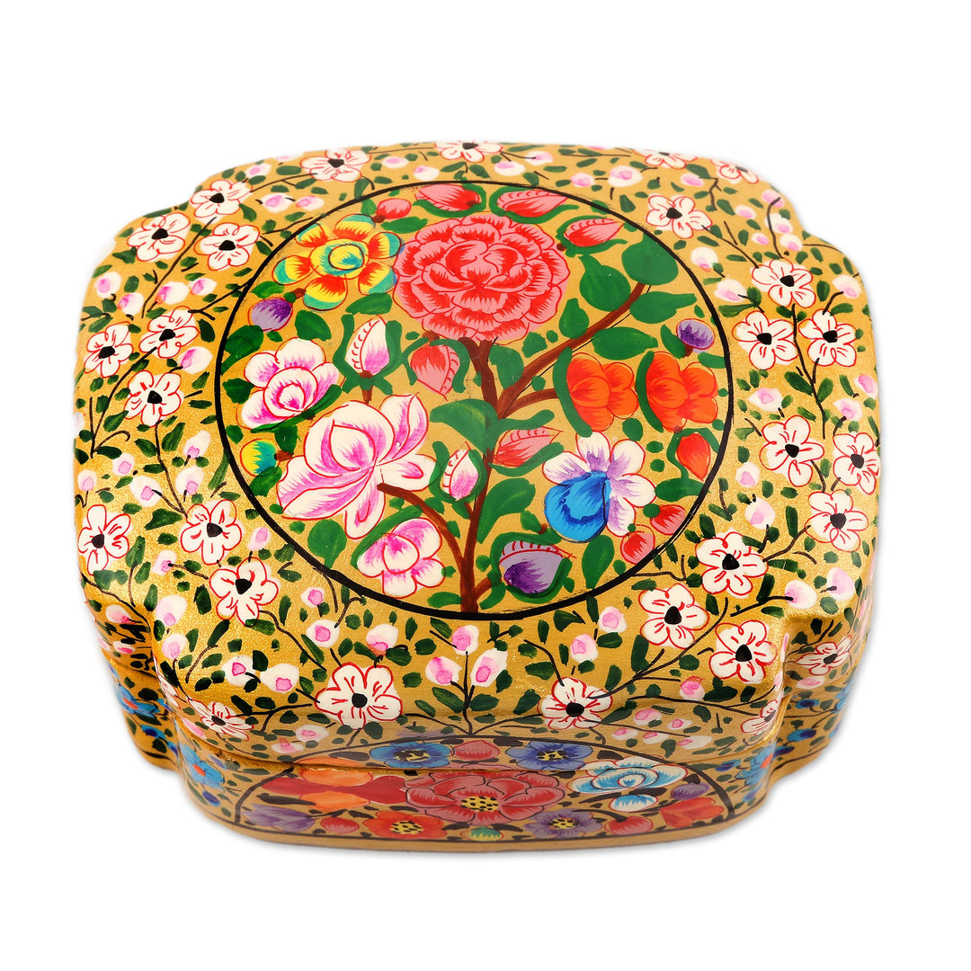 Velvet-Lined Floral Decorative Box - Kashmir Garland