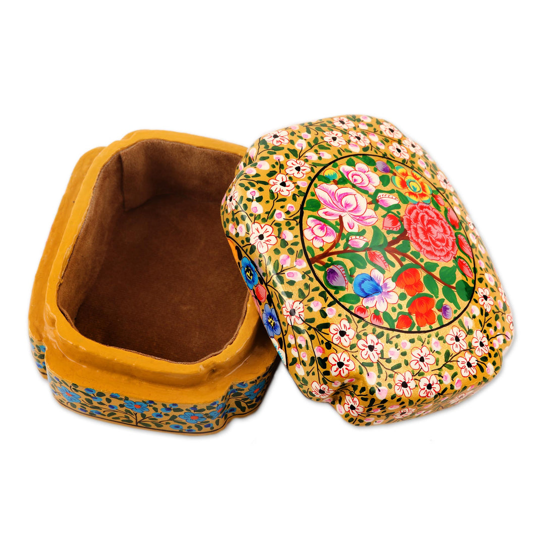 Velvet-Lined Floral Decorative Box - Kashmir Garland