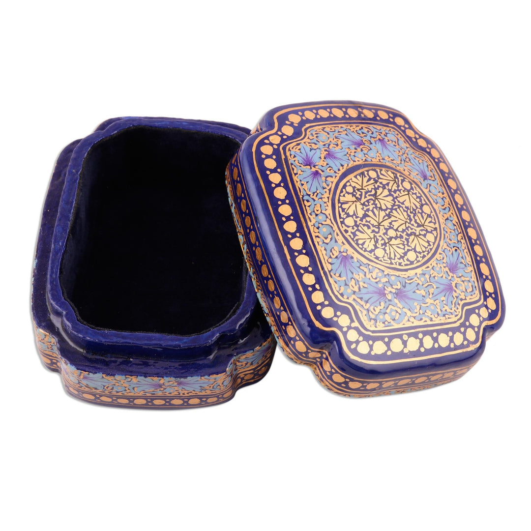 Blue and Gold Papier Mache and Wood Decorative Box - Kashmir Sapphire