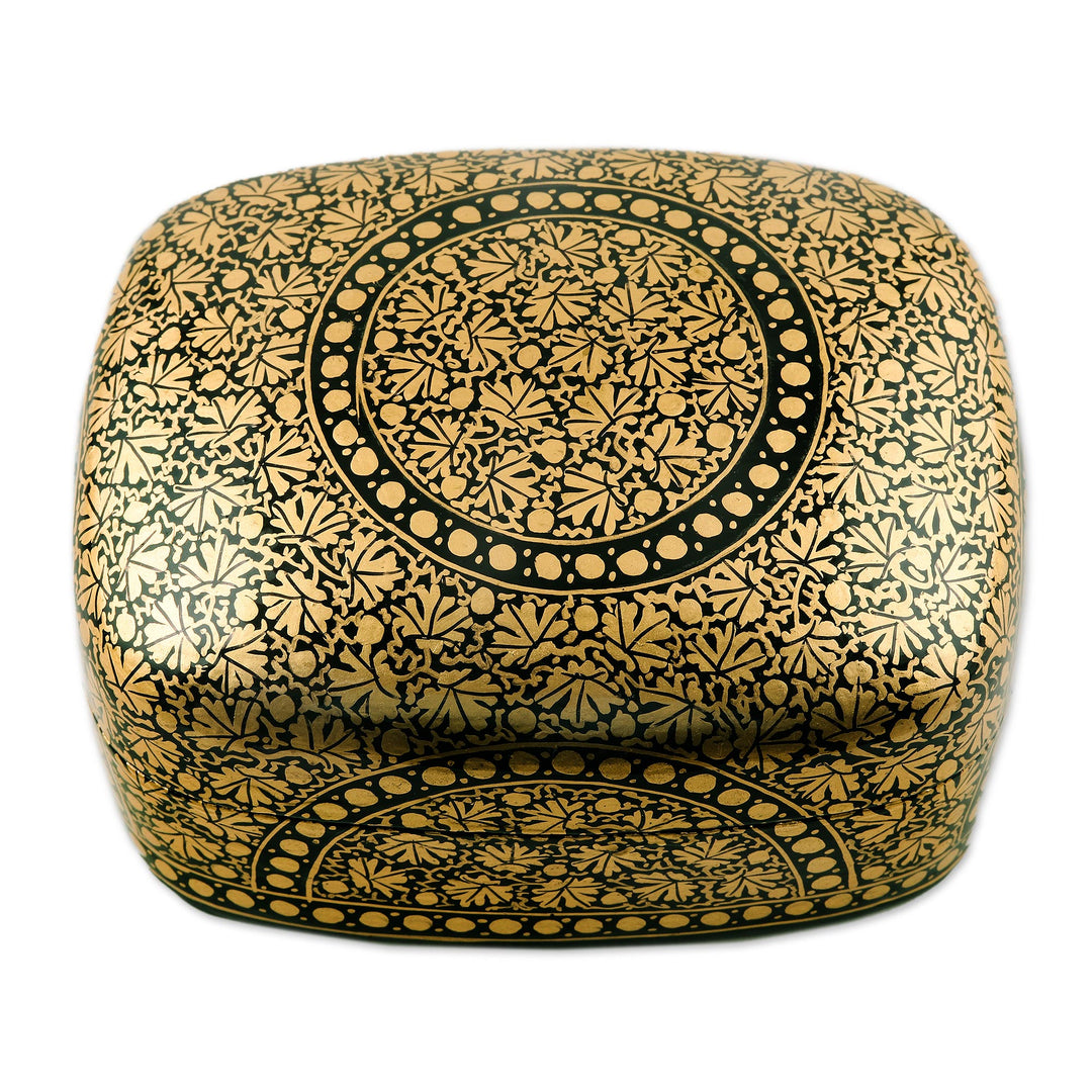 Black and Gold Papier Mache Decorative Box - Kashmir Ebony