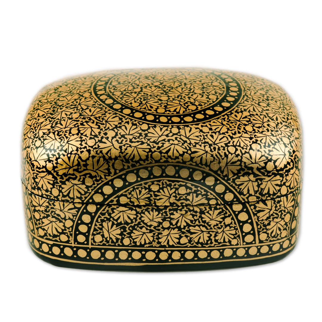 Black and Gold Papier Mache Decorative Box - Kashmir Ebony