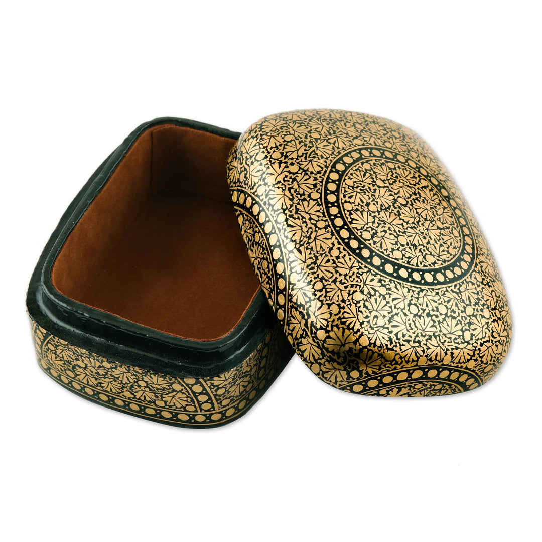 Black and Gold Papier Mache Decorative Box - Kashmir Ebony