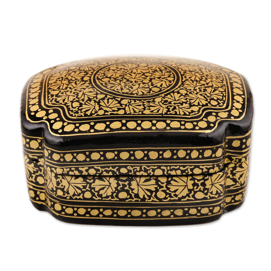 Hand Painted Black and Gold Decorative Box - Kashmir Night