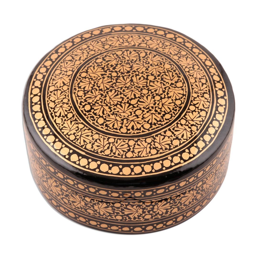 Velvet-Lined Black and Gold Decorative Box - Kashmir Luxury