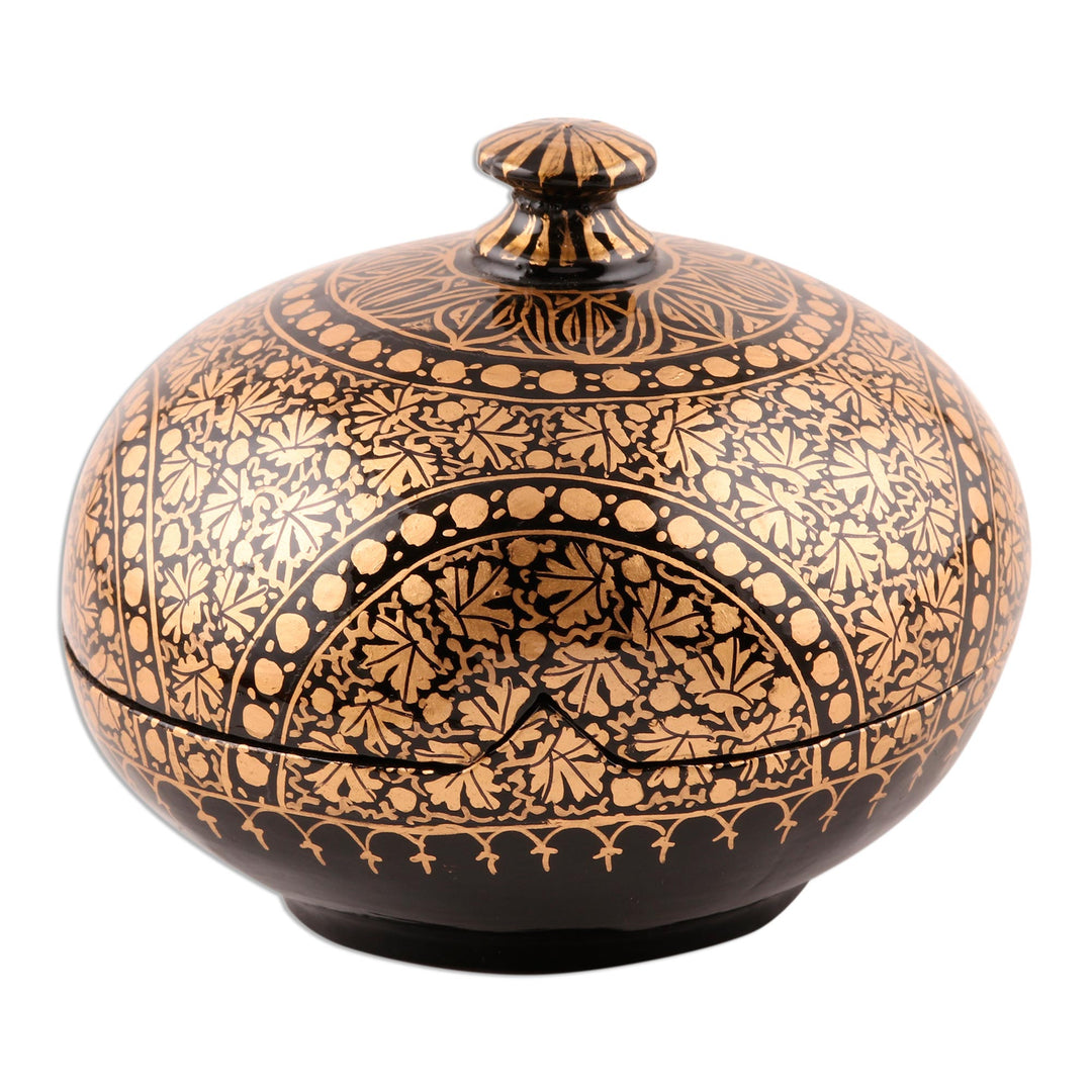 Round Hand Painted Papier Mache Box (4 Inch) - Kashmir Distinction