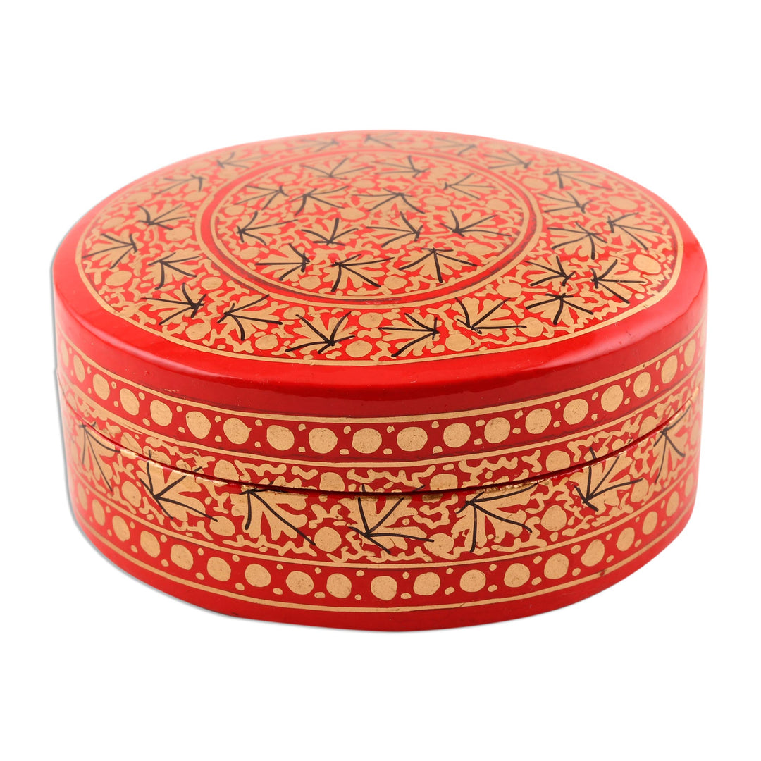 Red and Gold Hand Painted Decorative Box - Kashmir Vermilion