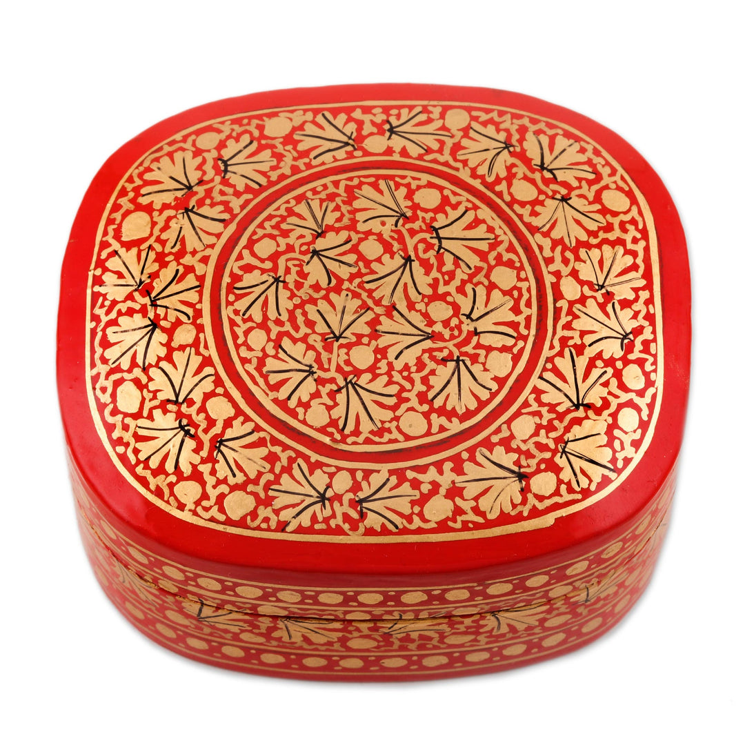 Small Red and Gold Papier Mache Box - Kashmir Rendezvous