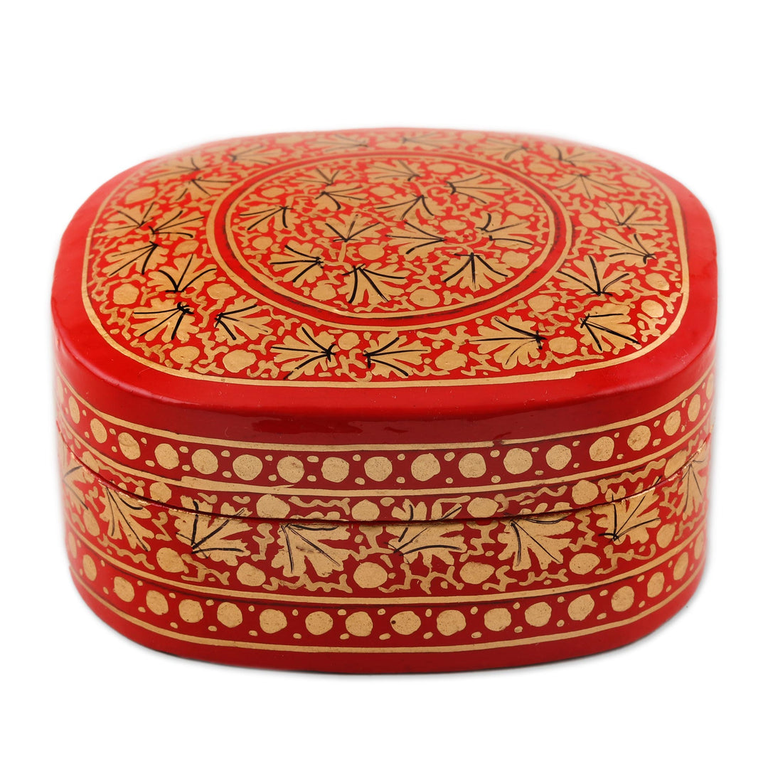 Small Red and Gold Papier Mache Box - Kashmir Rendezvous