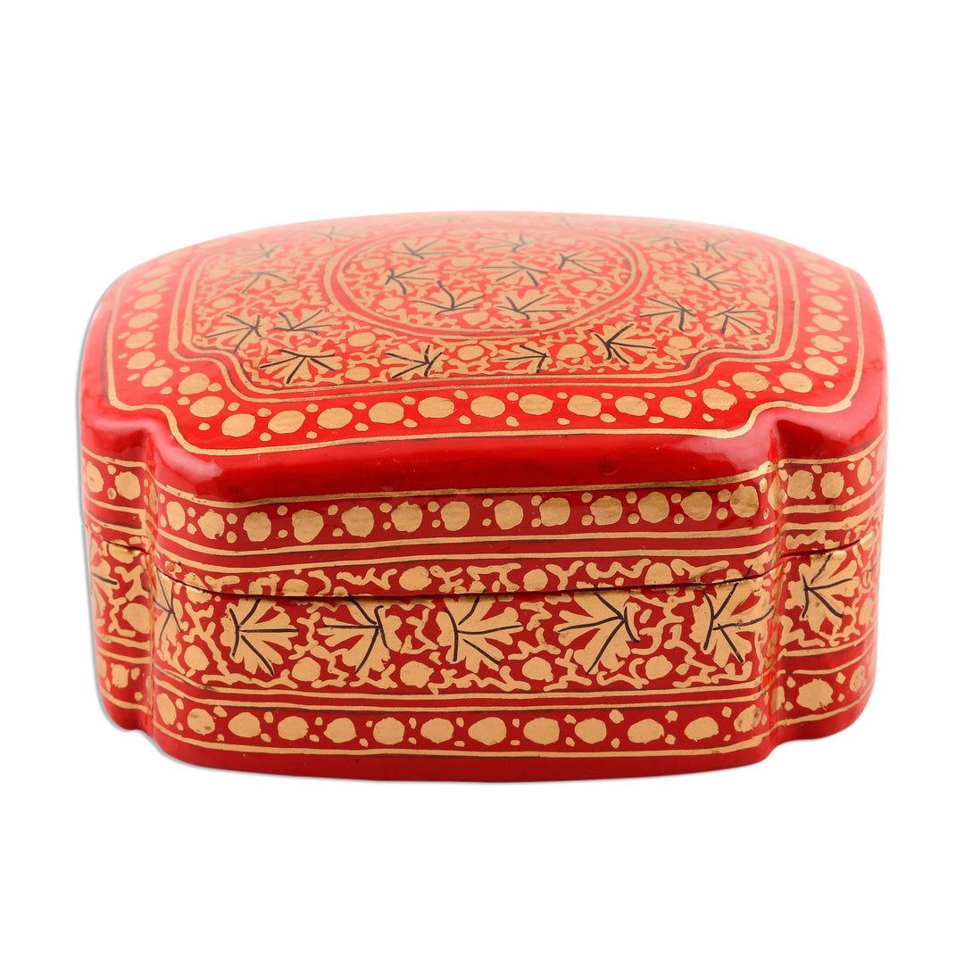 Artisan Crafted Red and Gold Hand Painted Box - Kashmir Artistry