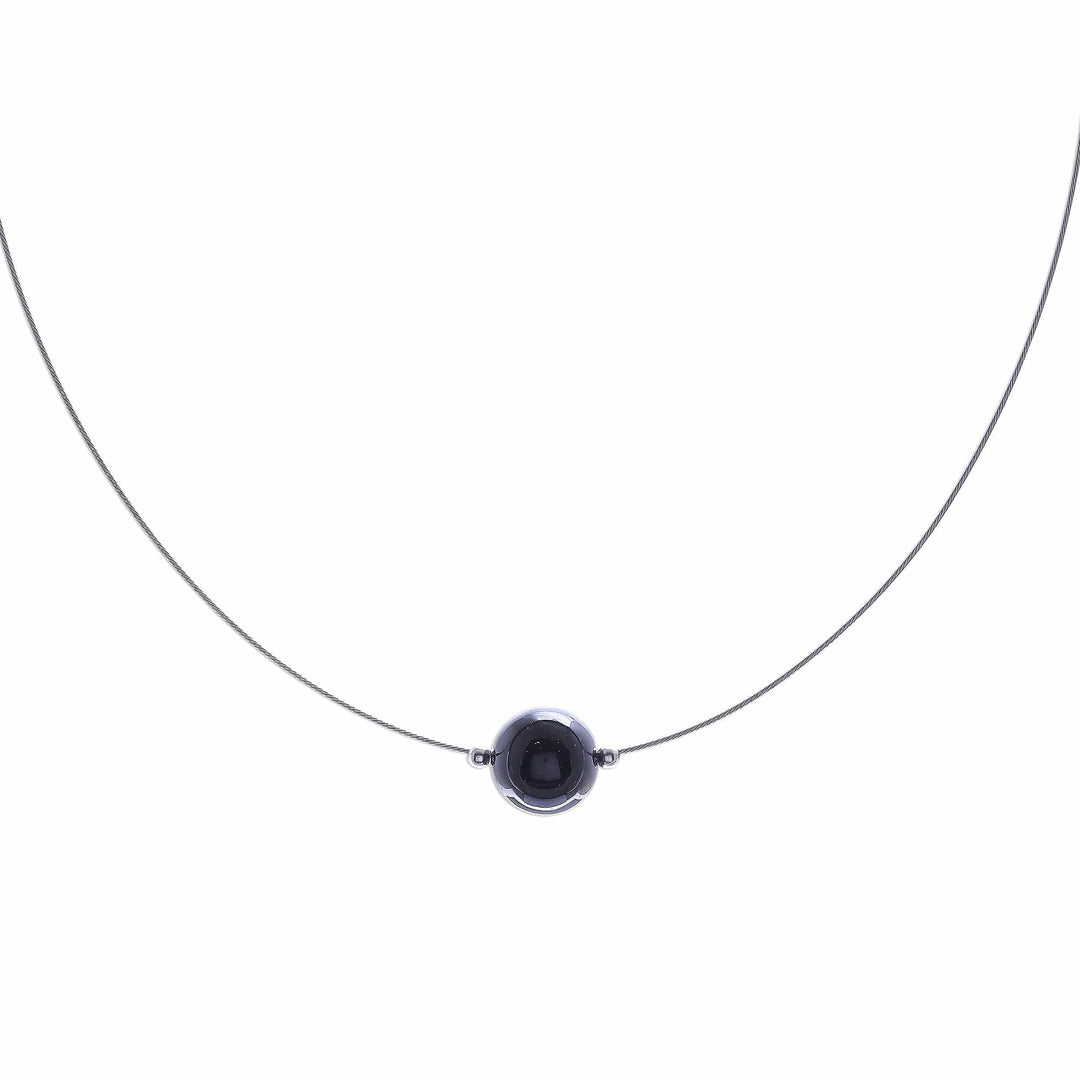 Black Agate Modern Pendant Necklace from Thailand - Modern Mood