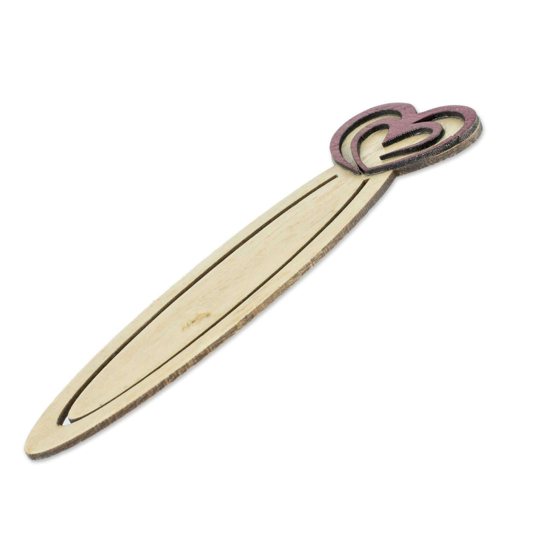 Handcrafted Heart Theme Recycled Teak Bookmark - Happy Heartbeats