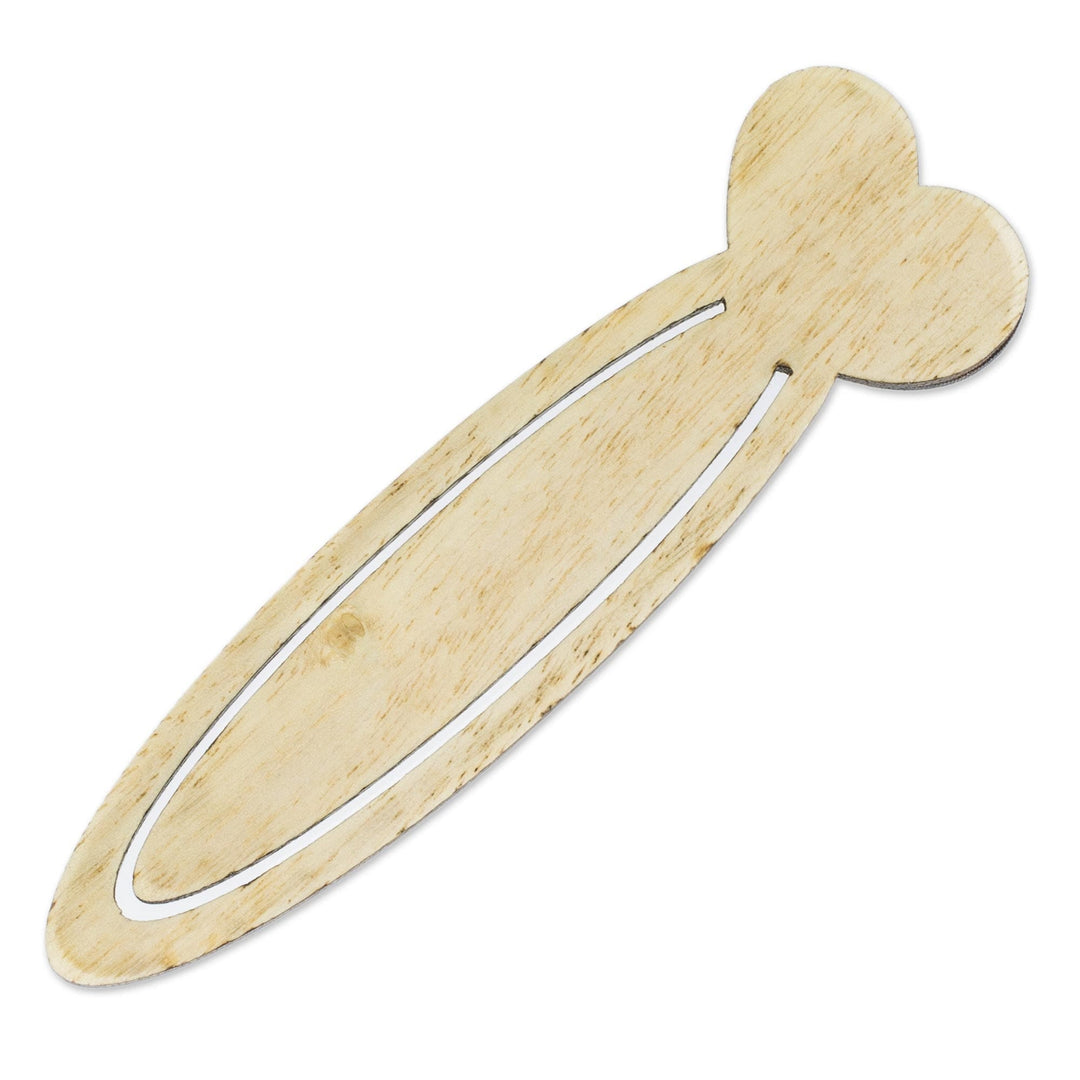 Handcrafted Heart Theme Recycled Teak Bookmark - Happy Heartbeats