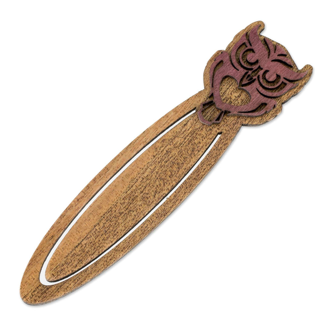 Handcrafted Recycled Teak Wise Owl Theme Bookmark - Wisdom of the Owl