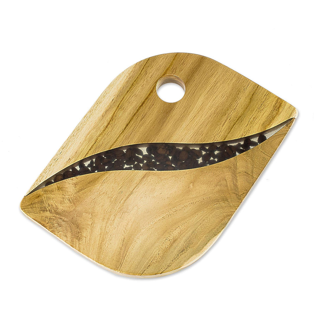 Natural Coffee Bean & Teak Wood Trivet from Costa Rica - Coffee Lover