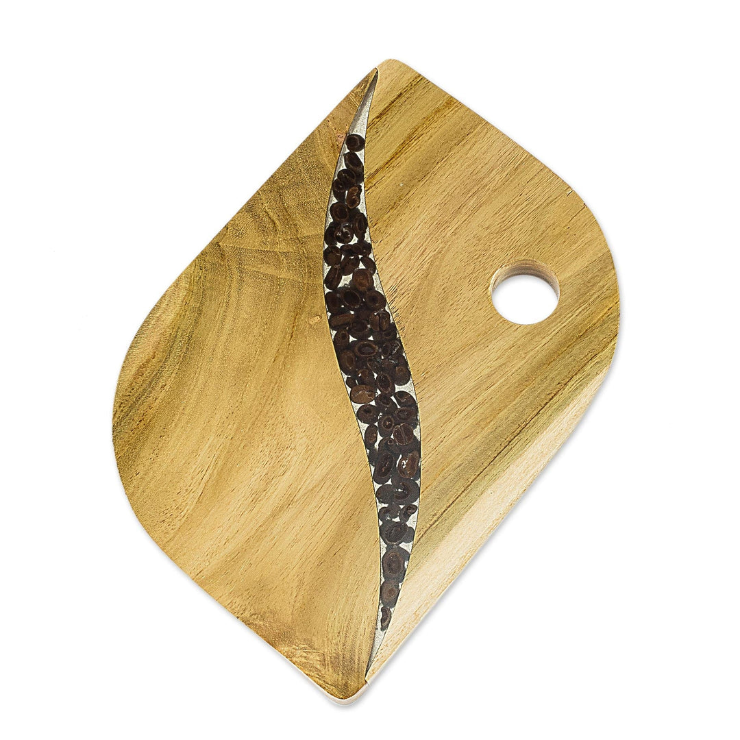 Natural Coffee Bean & Teak Wood Trivet from Costa Rica - Coffee Lover