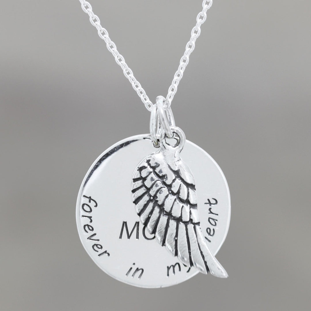 Mother Themed Sterling Silver Pendant Necklace - Forever In My Heart