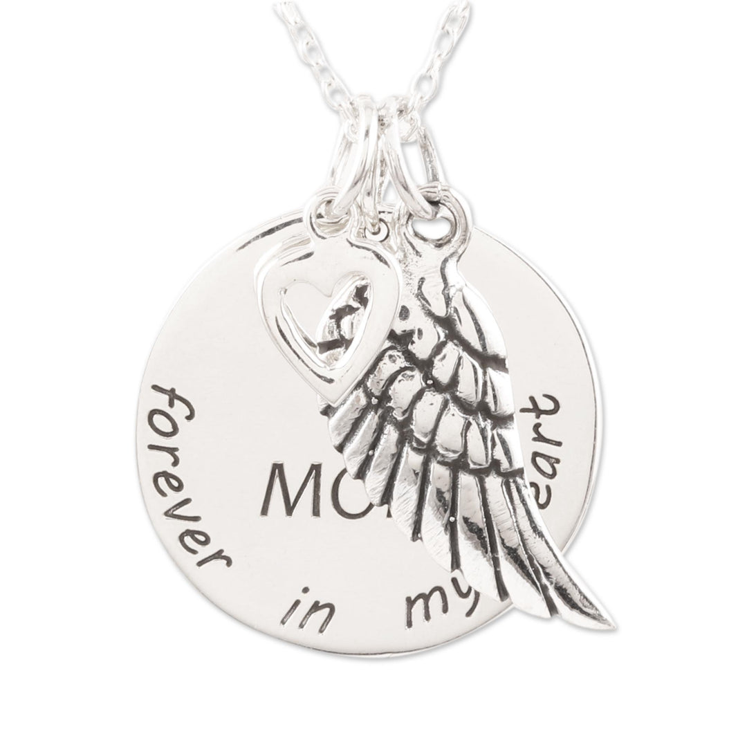 Mother Themed Sterling Silver Pendant Necklace - Forever In My Heart