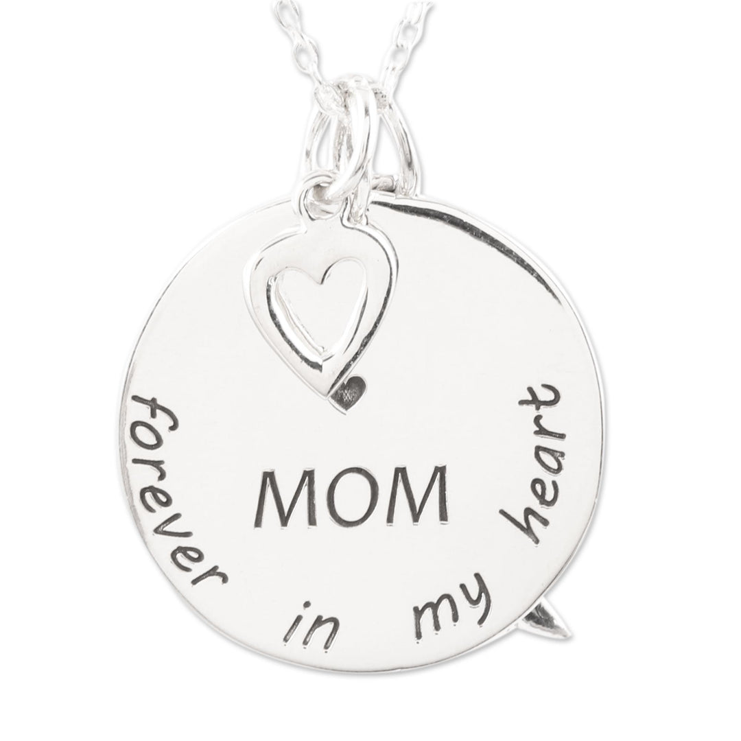 Mother Themed Sterling Silver Pendant Necklace - Forever In My Heart