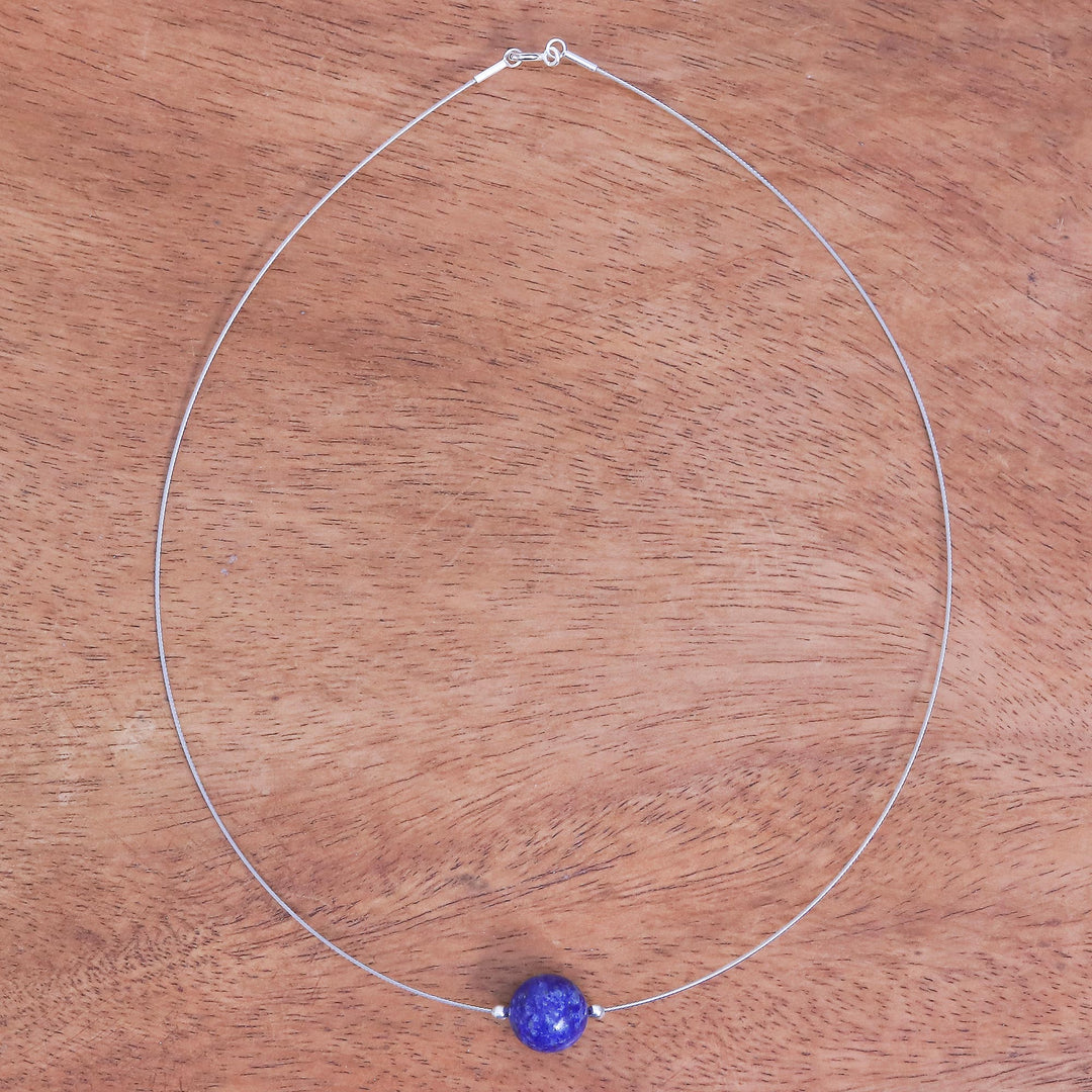 Lapis Lazuli Modern Pendant Necklace from Thailand - Modern Mood