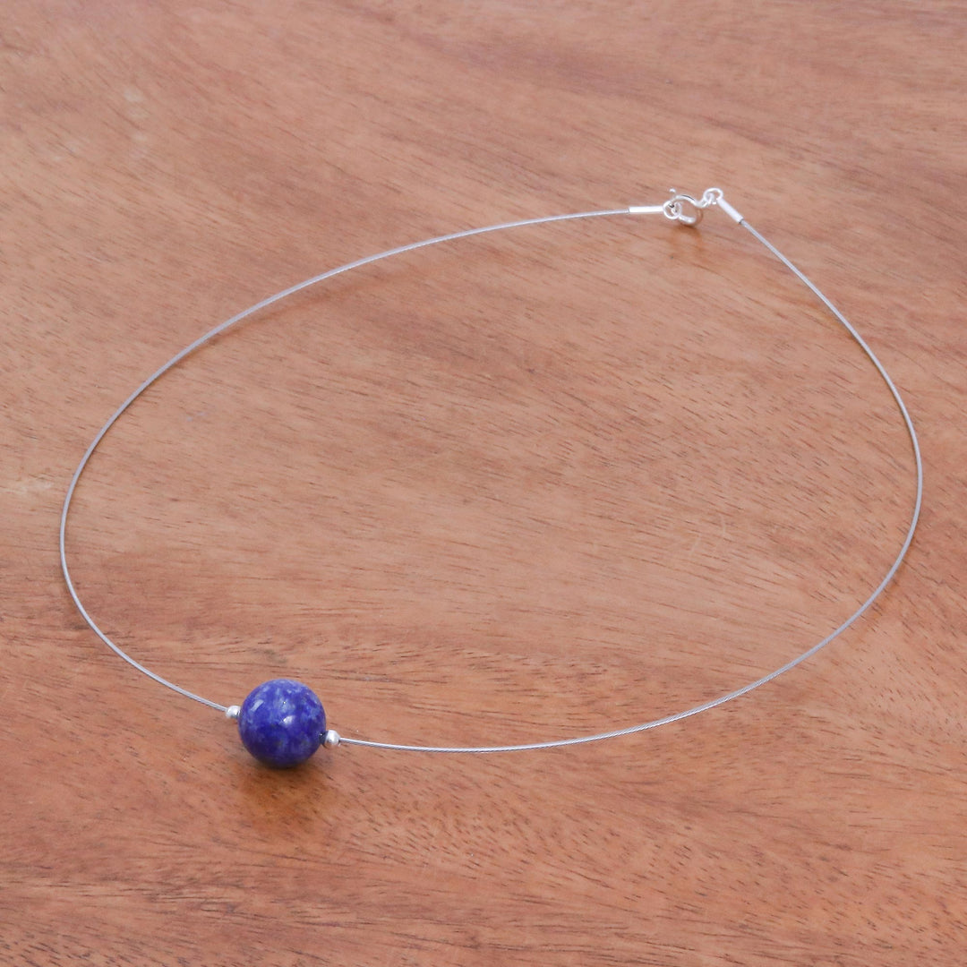 Lapis Lazuli Modern Pendant Necklace from Thailand - Modern Mood