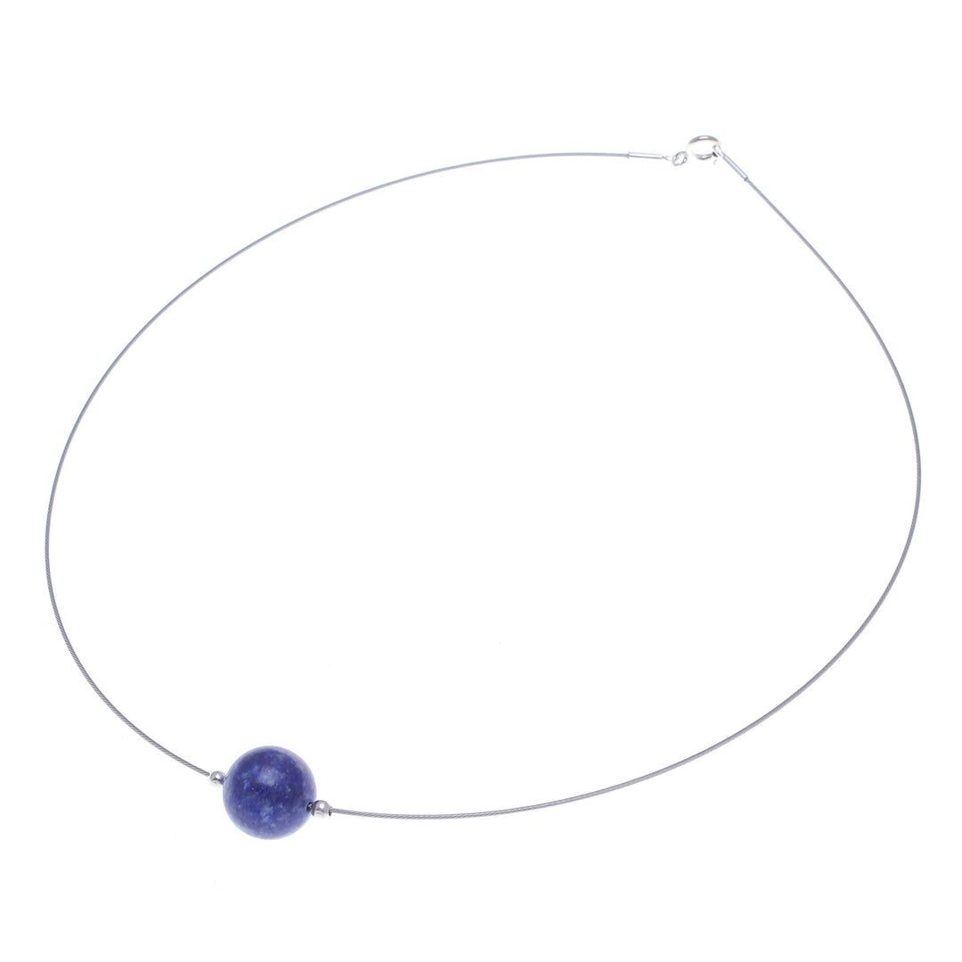 Lapis Lazuli Modern Pendant Necklace from Thailand - Modern Mood