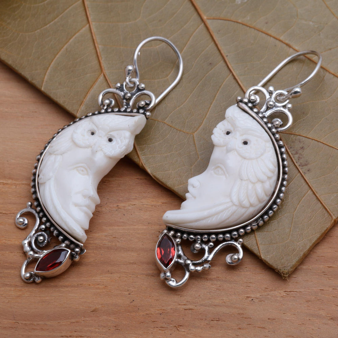 Garnet Owl Themed Dangle Earrings - Owl Protector