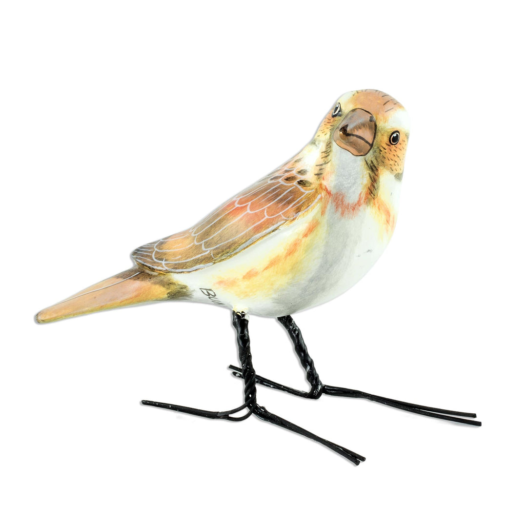 Guatemala Handcrafted Ceramic Rustic Bunting Bird Figurine - Rustic Bunting