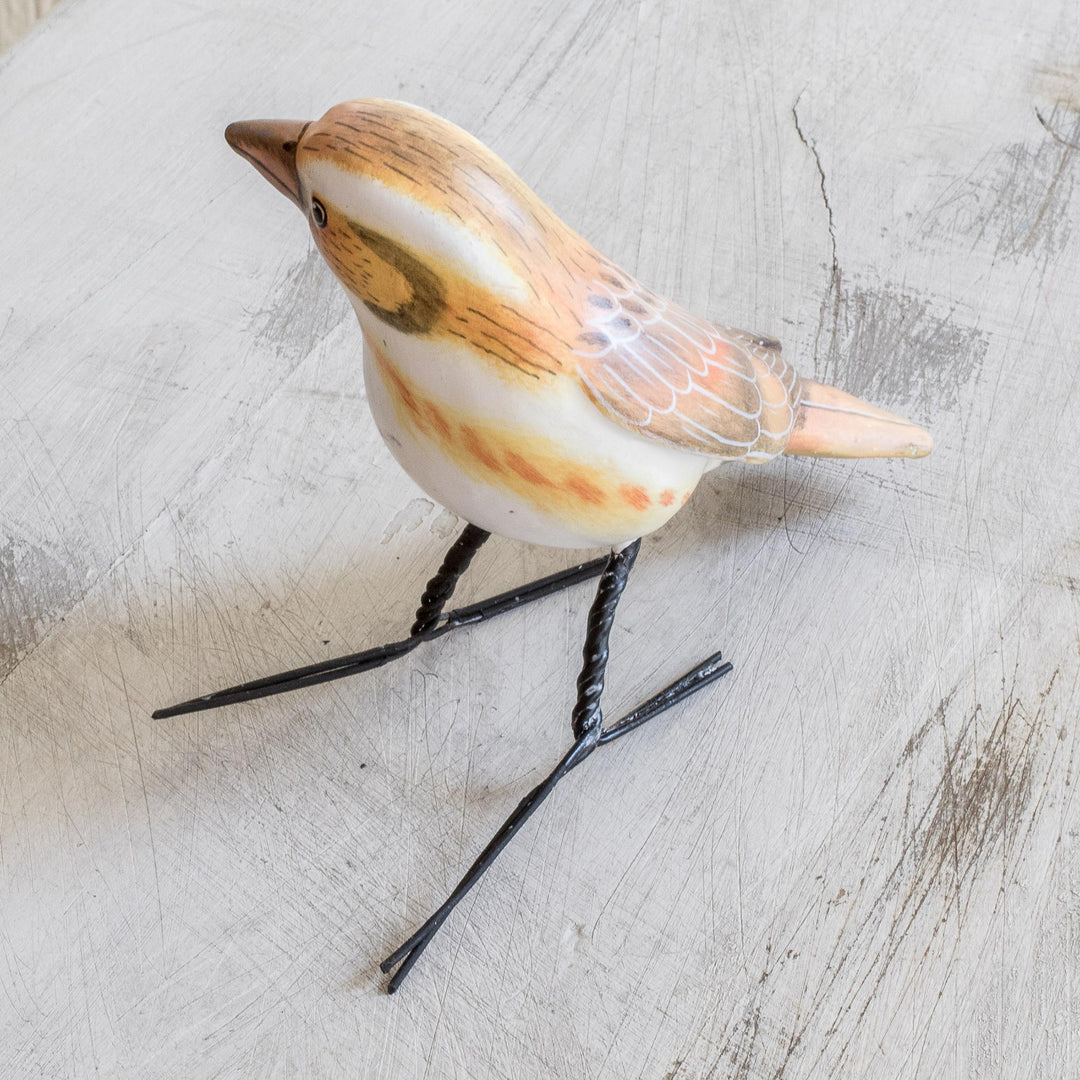 Guatemala Handcrafted Ceramic Rustic Bunting Bird Figurine - Rustic Bunting