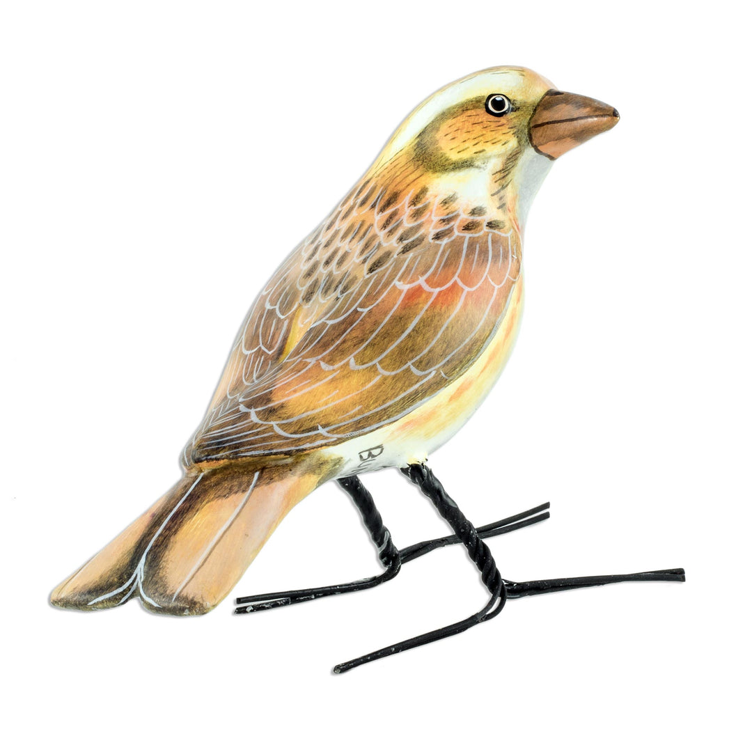Guatemala Handcrafted Ceramic Rustic Bunting Bird Figurine - Rustic Bunting