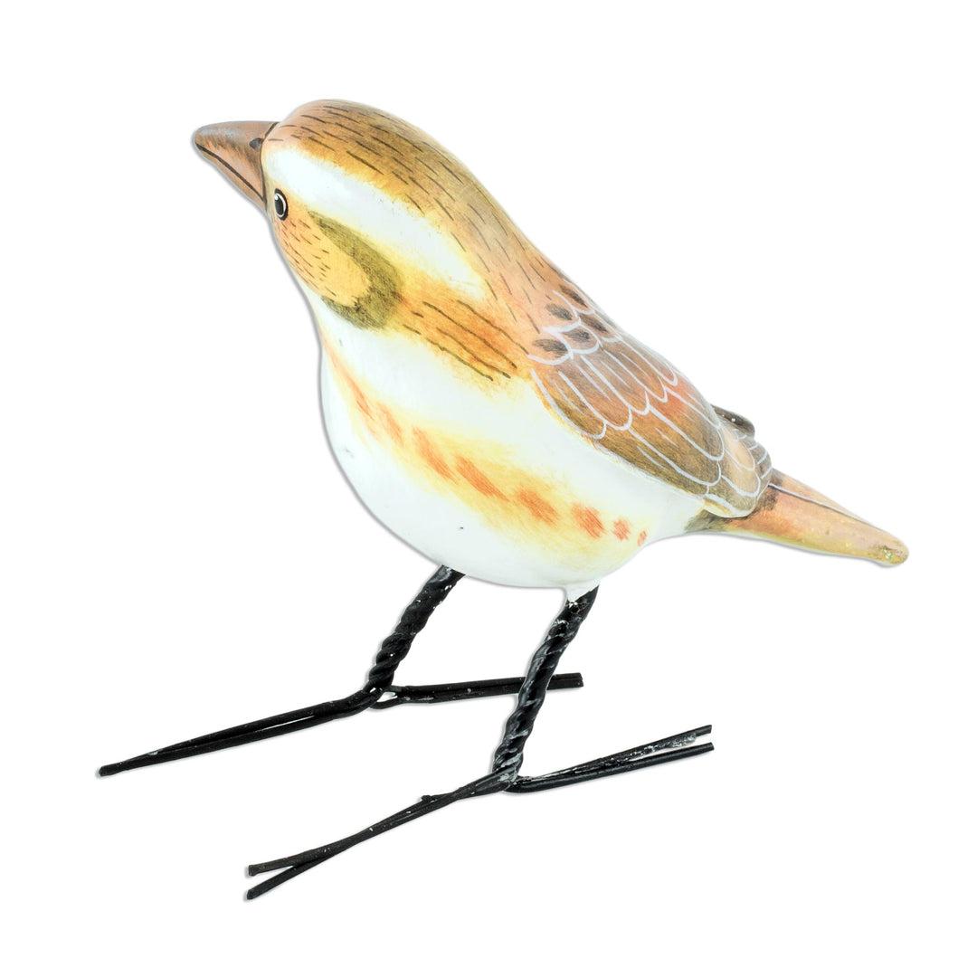 Guatemala Handcrafted Ceramic Rustic Bunting Bird Figurine - Rustic Bunting