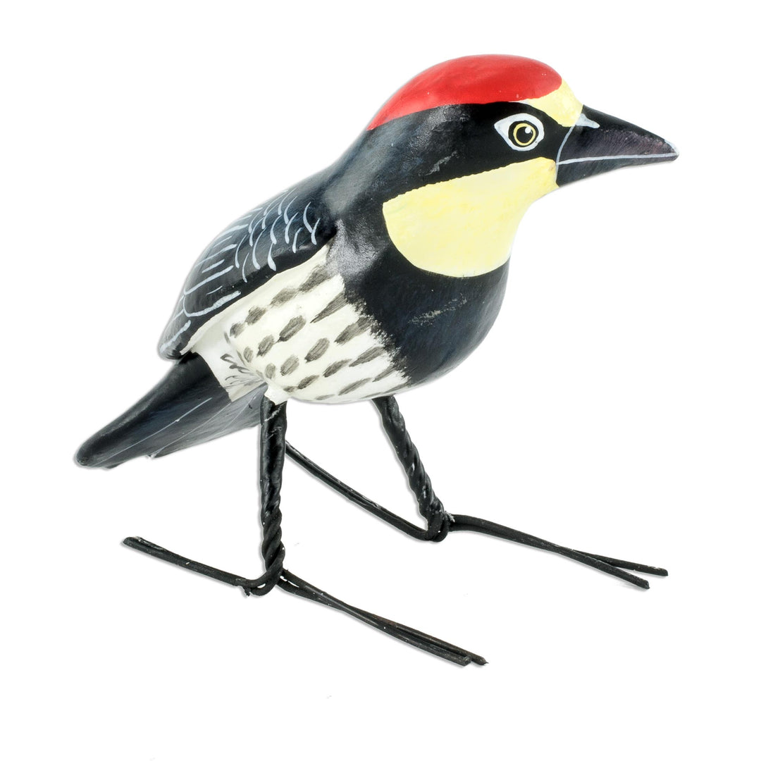Guatemala Handcrafted Ceramic Acorn Woodpecker Figurine - Acorn Woodpecker