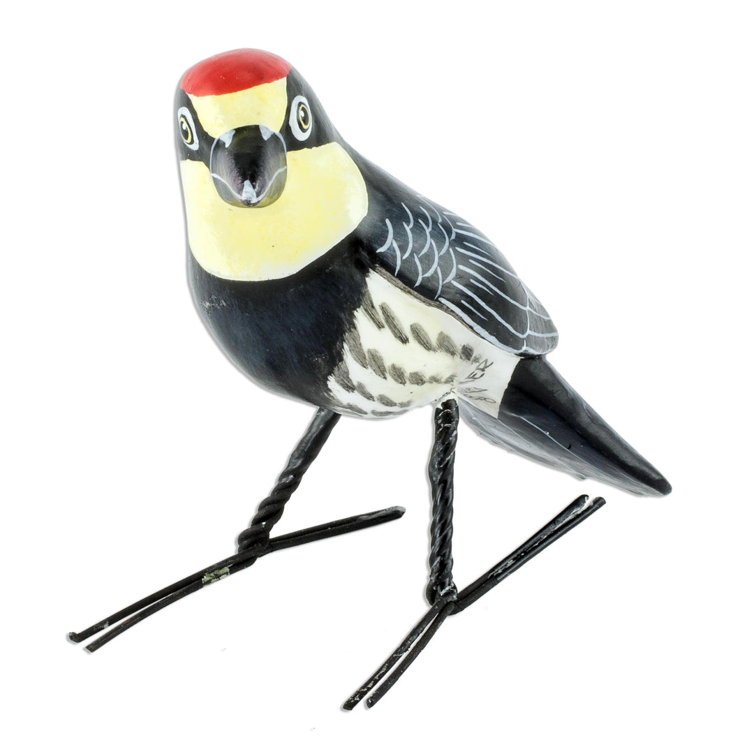 Guatemala Handcrafted Ceramic Acorn Woodpecker Figurine - Acorn Woodpecker