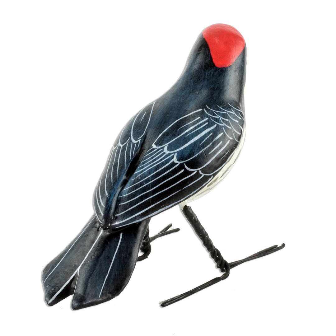 Guatemala Handcrafted Ceramic Acorn Woodpecker Figurine - Acorn Woodpecker