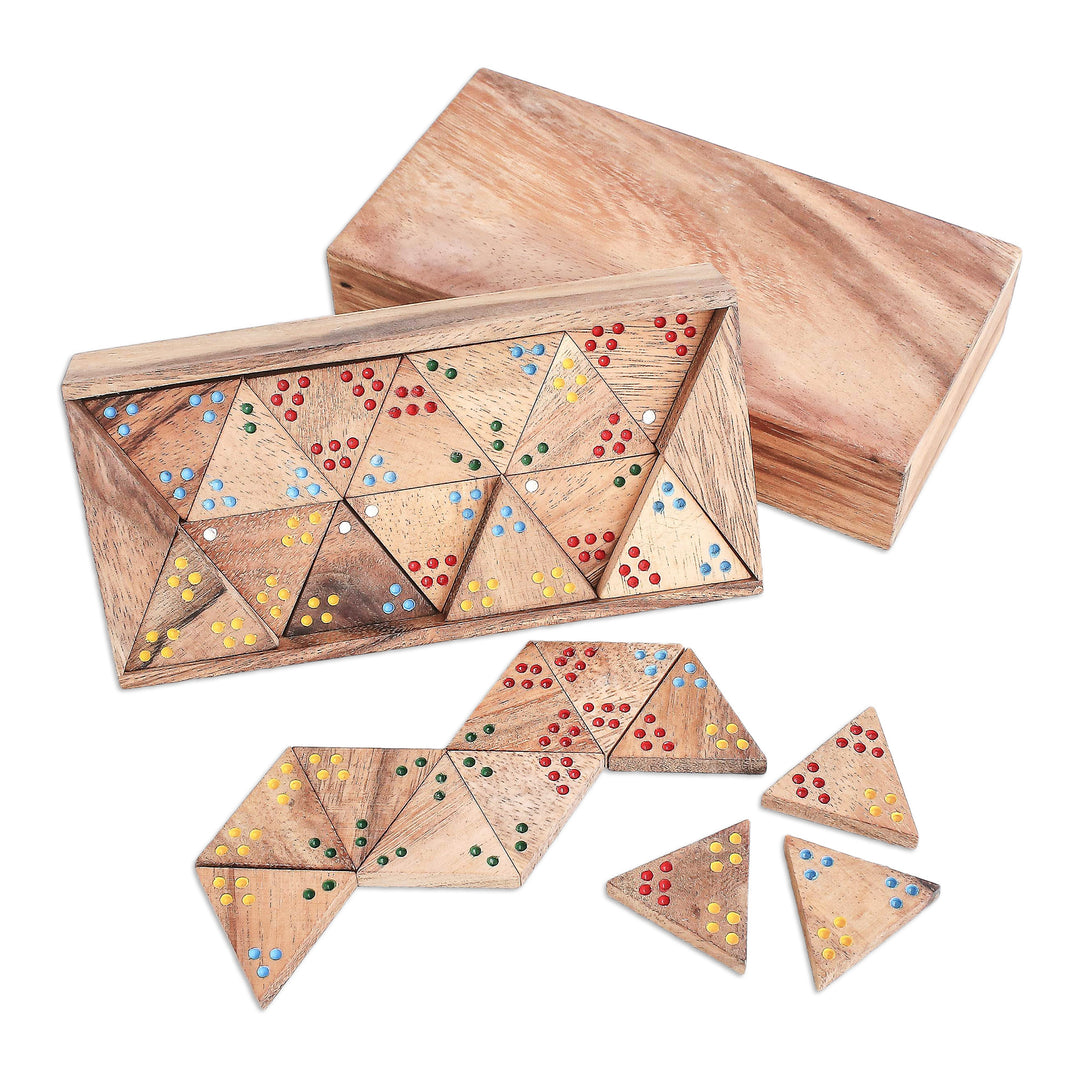 Wood 3-Sided Domino Set Crafted in Thailand - Triple Threat